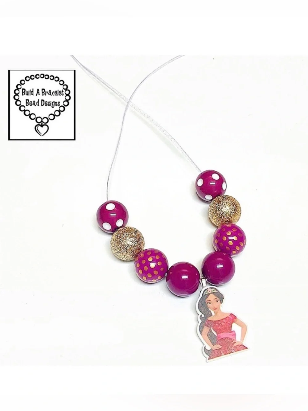 Handmade Disney Inspired Princess Elena Necklace Adjustable 12–20” Sparkle Cord